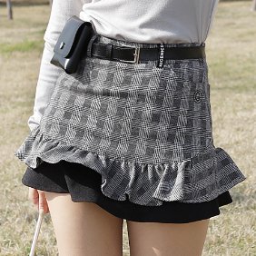 【正規品お得】新品　モノトーンチェックスカート ロングスカート