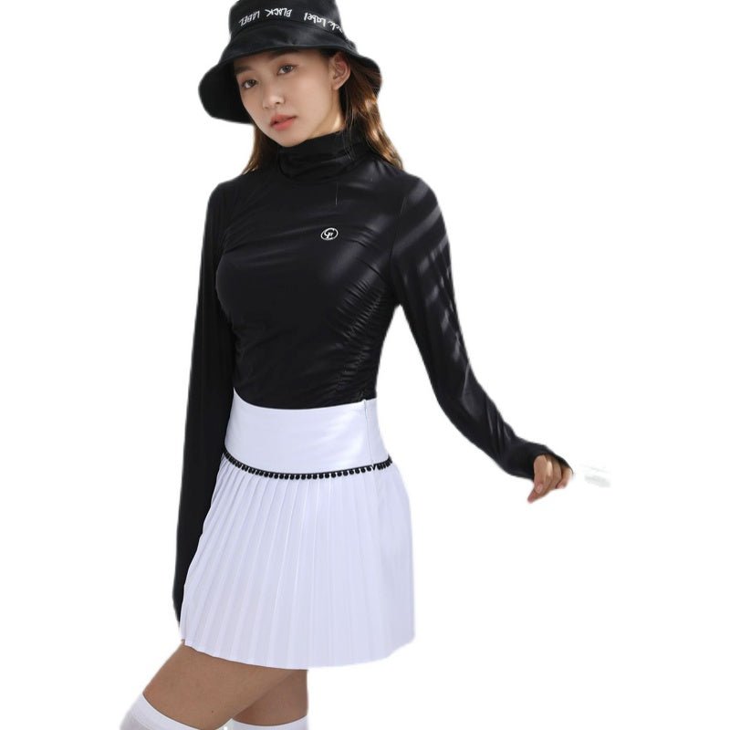 シンプル ブラックトップス × ホワイトスカート セットアップ - b.right 輸入レディースゴルフウェア専門店