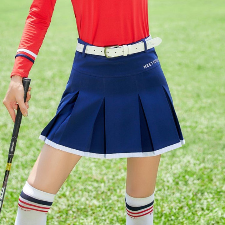 ポロシャツ プリーツスカート セットアップ 刺繍ロゴ - b.right 輸入レディースゴルフウェア専門店