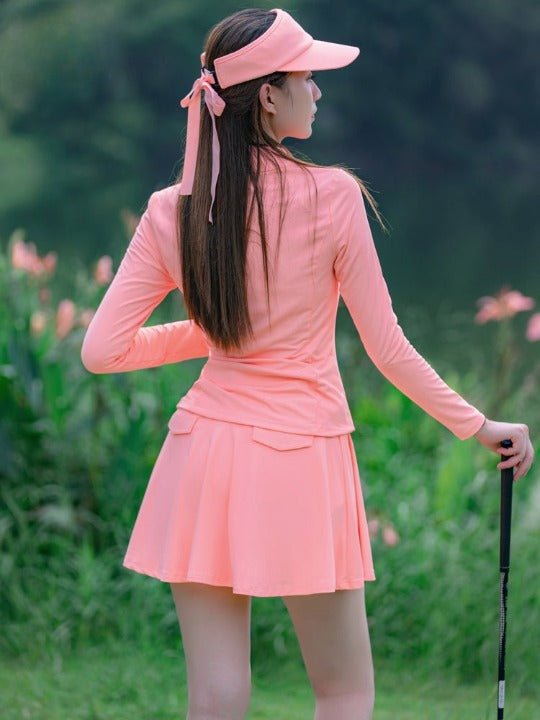 オレンジ ジャケット × スカート セットアップ 羽織り - b.right 輸入レディースゴルフウェア専門店