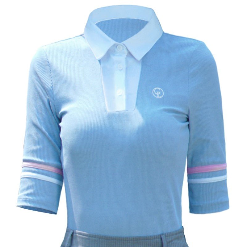 半袖 Tシャツ ショート丈スカート ブルー - b.right 輸入レディースゴルフウェア専門店