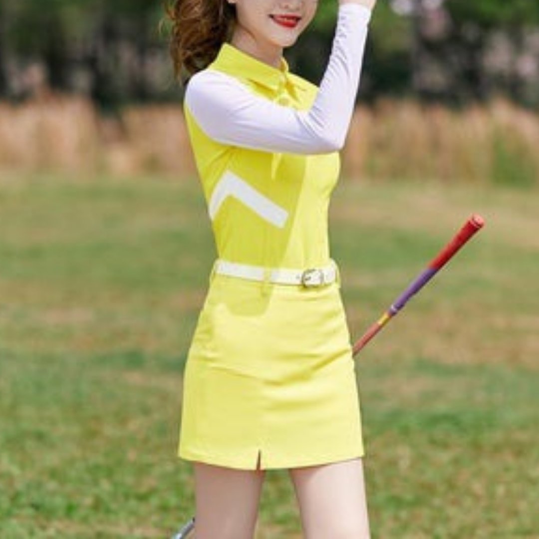 ゴルフウェア 長袖 ミニスカート セットアップ 冷感スリーブ UV対策 - b.right 輸入レディースゴルフウェア専門店